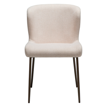 [var:Bezug=Creole Pink Bouclé-Stoff mit antiken Messingmetallbeinen] GLAM Stuhl