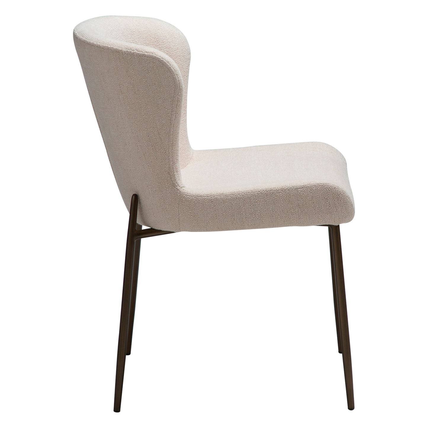 [var:Bezug=Creole Pink Bouclé-Stoff mit antiken Messingmetallbeinen] GLAM Stuhl