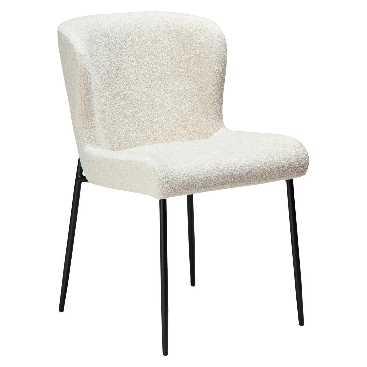 [var:Bezug=taubenfarben RPES Bouclé-Stoff mit schwarzen Beinen] GLAM Stuhl