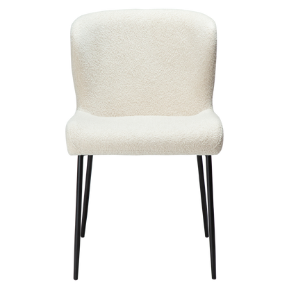 [var:Bezug=taubenfarben RPES Bouclé-Stoff mit schwarzen Beinen] GLAM Stuhl