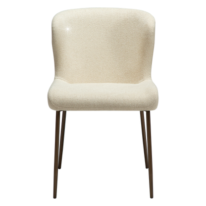 [var:Bezug=Frosted Almond Bouclé-Gewebe mit Schimmer & antiken Messingbeinen] GLAM Stuhl