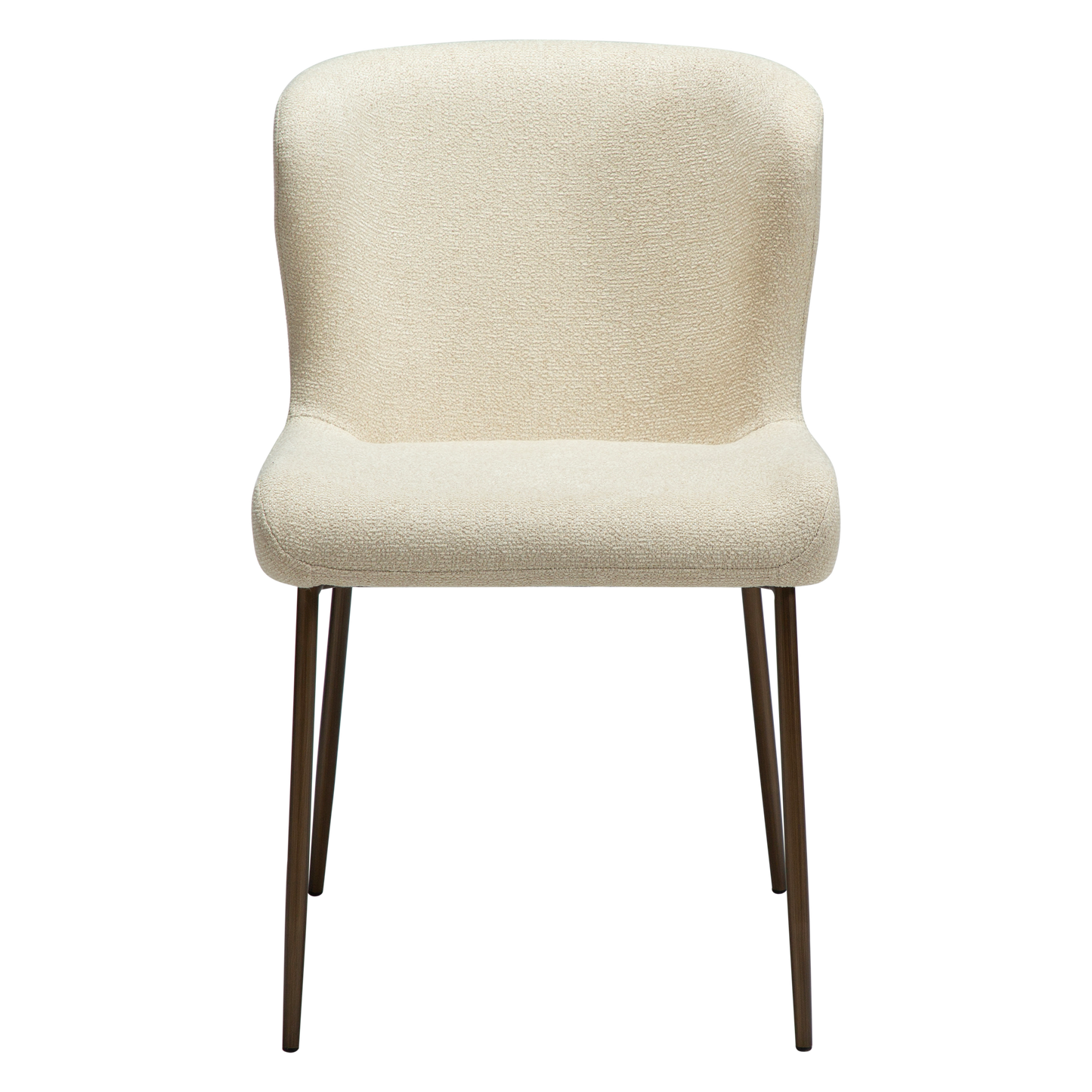 [var:Bezug=Frosted Almond Bouclé-Stoff mit Schimmer und antiken Messingbeinen] GLAM Stuhl