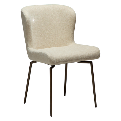 [var:Bezug=Frosted Almond Bouclé-Gewebe mit Schimmer und antiken Messing-Drehbeinen] GLAM Drehstuhl