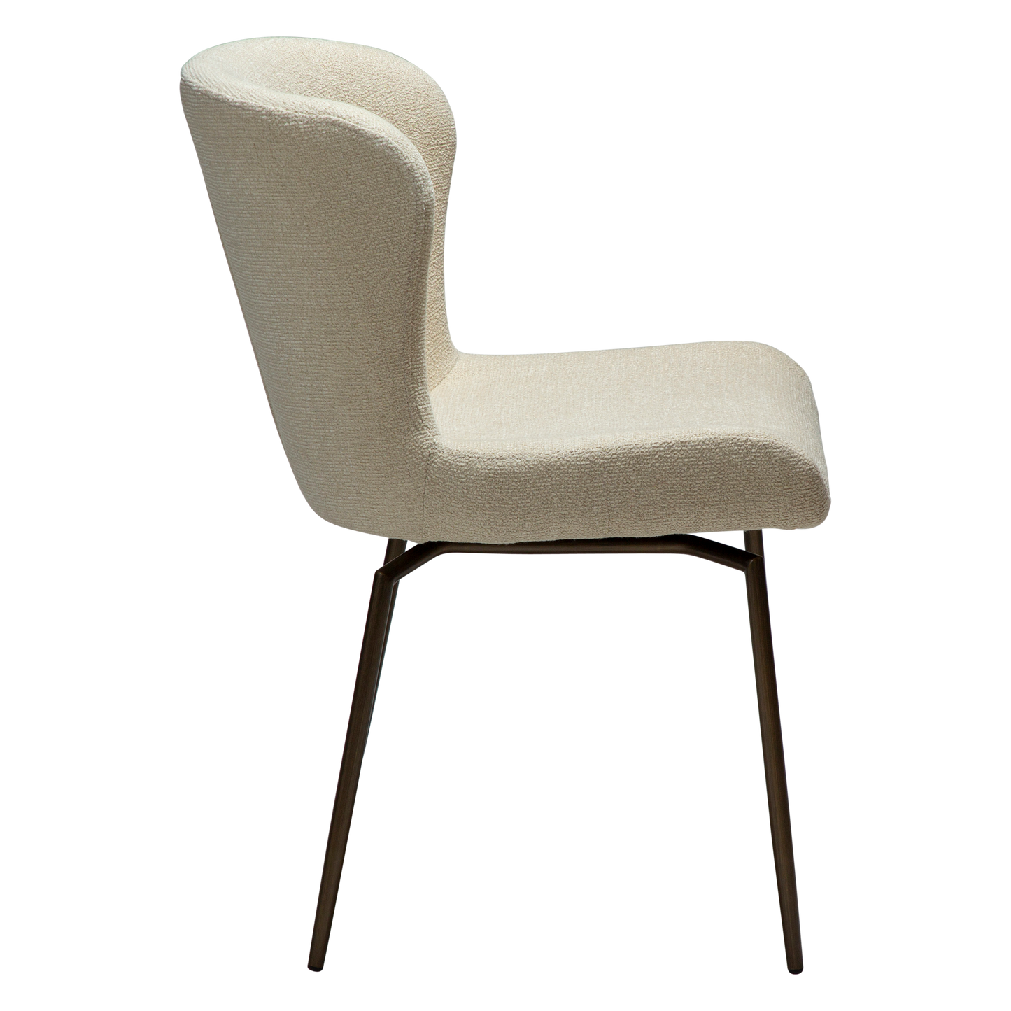 [var:Bezug=Frosted Almond Bouclé-Gewebe mit Schimmer und antiken Messing-Drehbeinen] GLAM Drehstuhl