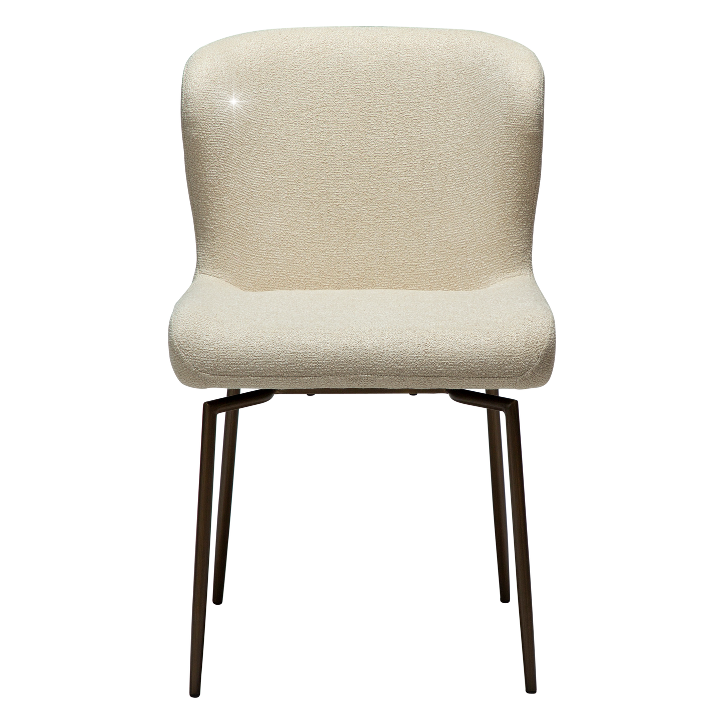 [var:Bezug=Frosted Almond Bouclé-Gewebe mit Schimmer und antiken Messing-Drehbeinen] GLAM Drehstuhl