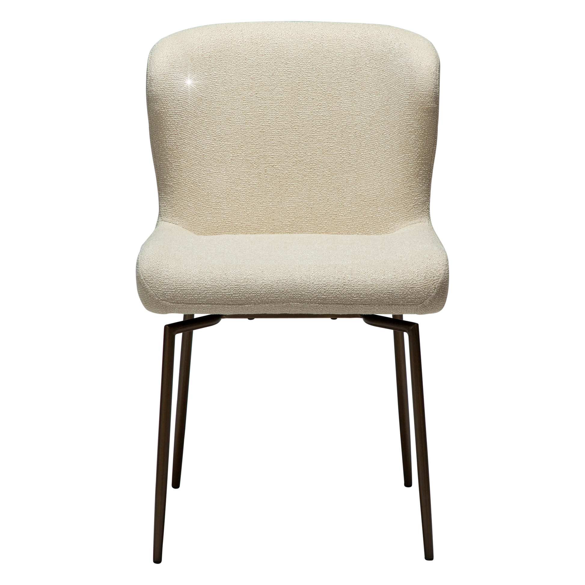 [var:Bezug=Frosted Almond Bouclé-Gewebe mit Schimmer und antiken Messing-Drehbeinen] GLAM Drehstuhl