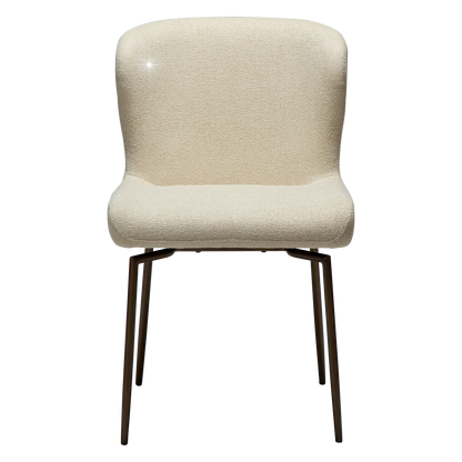 [var:Bezug=Frosted Almond Bouclé-Gewebe mit Schimmer und antiken Messing-Drehbeinen] GLAM Drehstuhl