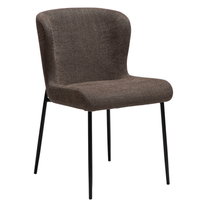 [var:Bezug=Hauptbrauner Bouclé-Stoff mit schwarzen Beinen] GLAM Stuhl