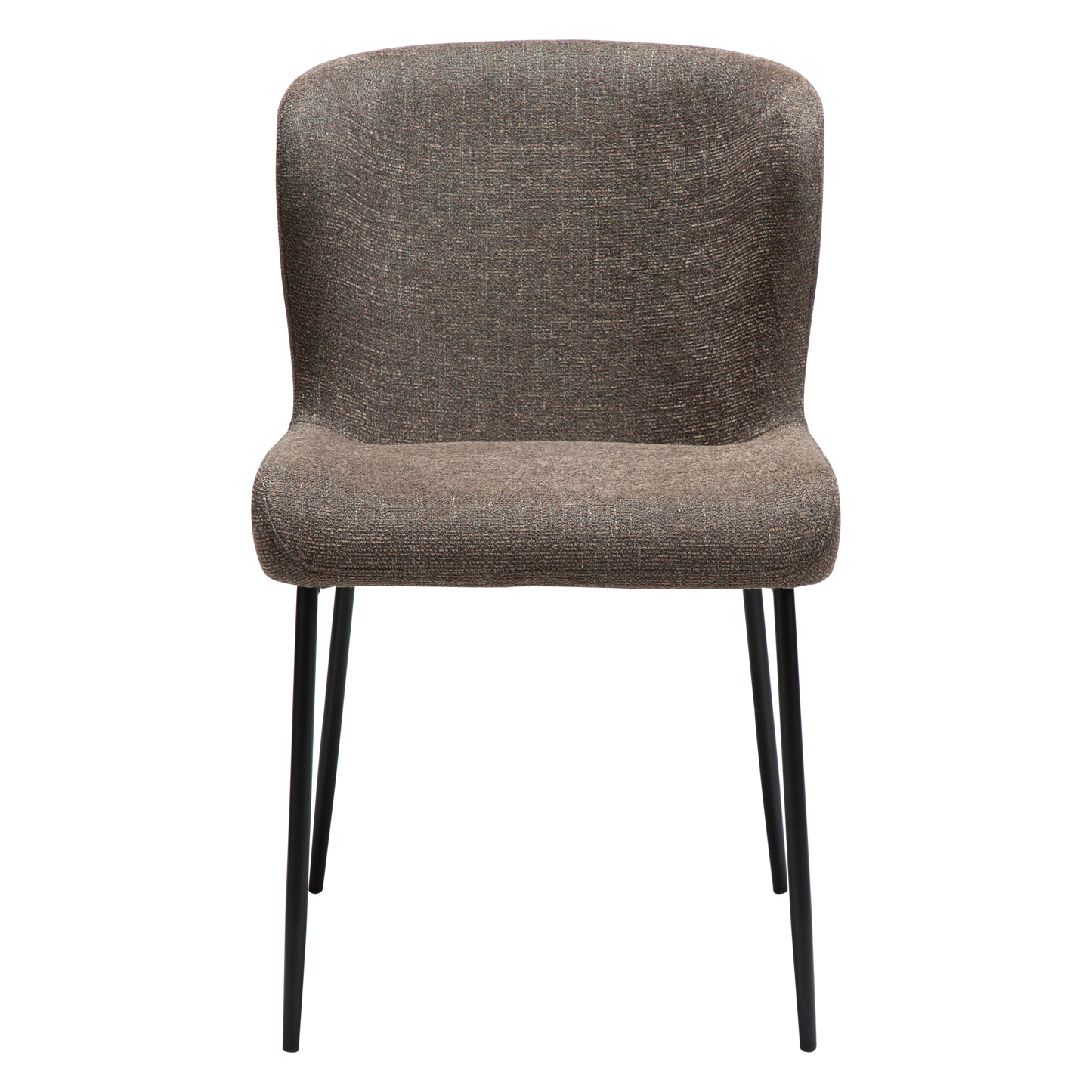 [var:Bezug=Hauptsächlich braunes Bouclé-Gewebe mit schwarzen Metallbeinen] GLAM Stuhl