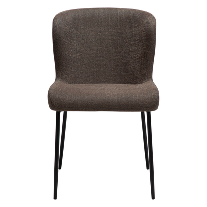 [var:Bezug=Hauptbrauner Bouclé-Stoff mit schwarzen Beinen] GLAM Stuhl