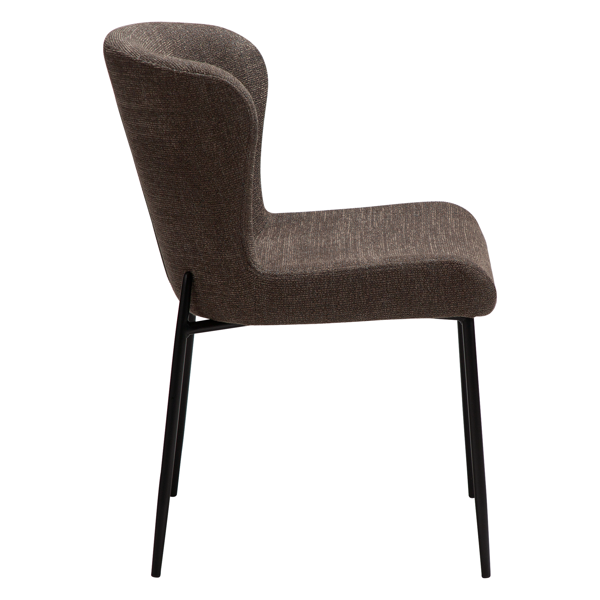 [var:Bezug=Hauptbrauner Bouclé-Stoff mit schwarzen Beinen] GLAM Stuhl