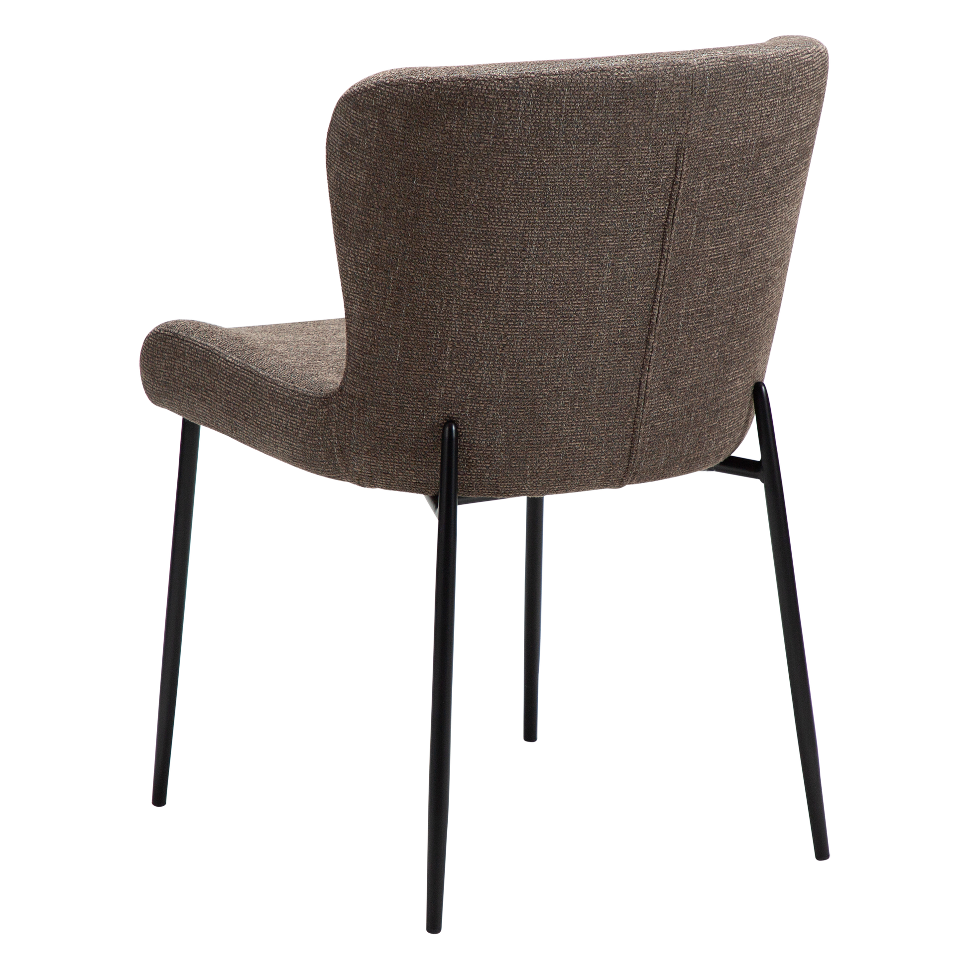 [var:Bezug=Hauptsächlich braunes Bouclé-Gewebe mit schwarzen Metallbeinen] GLAM Stuhl