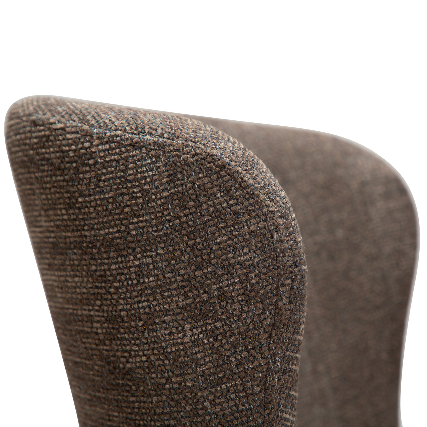 [var:Bezug=Hauptsächlich braunes Bouclé-Gewebe mit schwarzen Metallbeinen] GLAM Stuhl