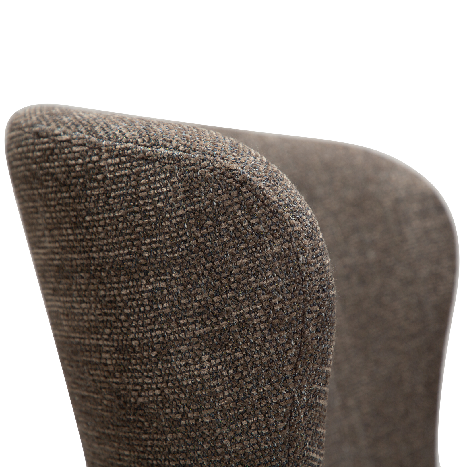 [var:Bezug=Hauptsächlich braunes Bouclé-Gewebe mit schwarzen Metallbeinen] GLAM Stuhl