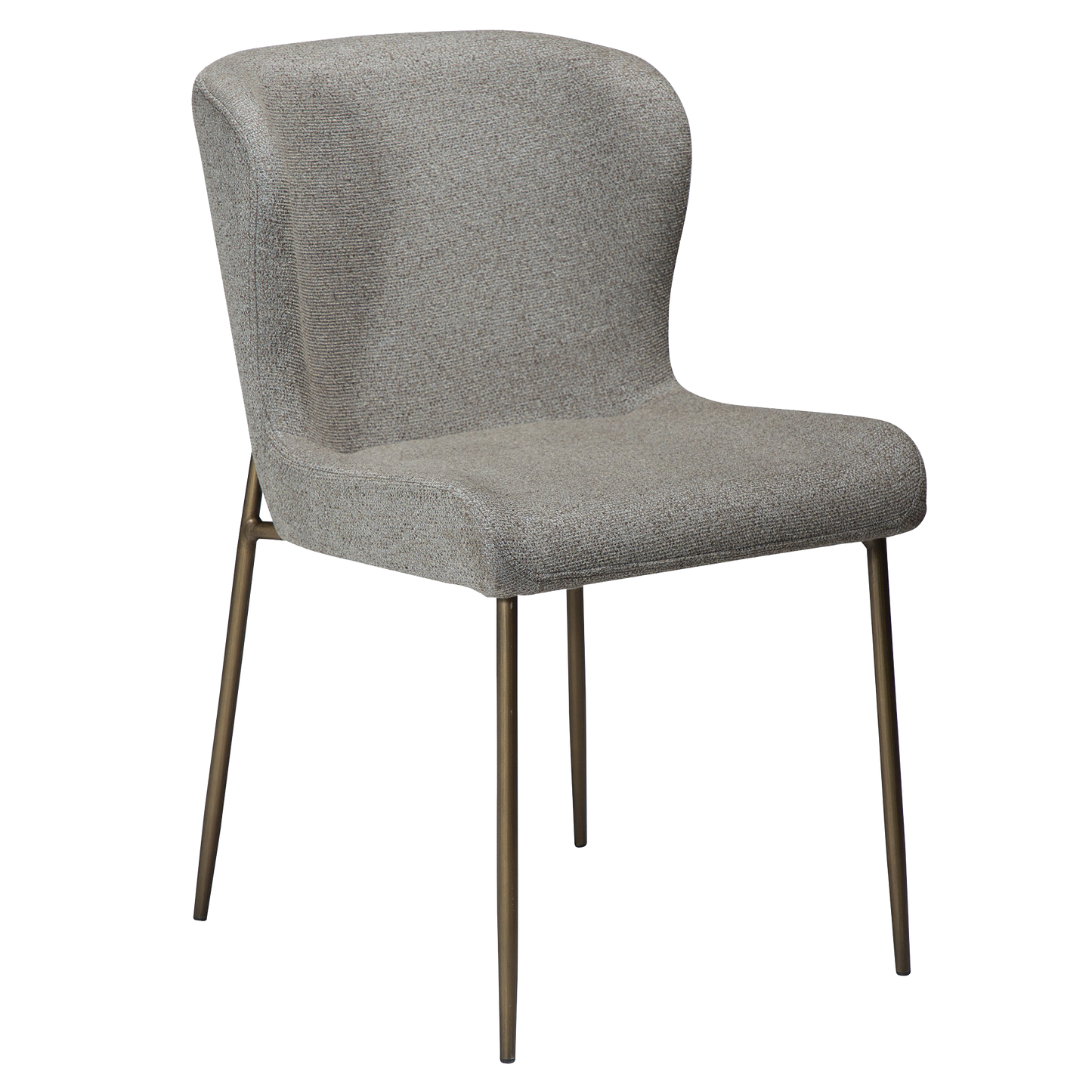 [var:Bezug=kiesel erdfarben Bouclé mit antikem Messingbeinen] GLAM Stuhl