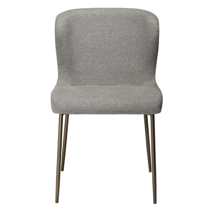 [var:Bezug=kiesel erdfarben Bouclé mit antikem Messingbeinen] GLAM Stuhl