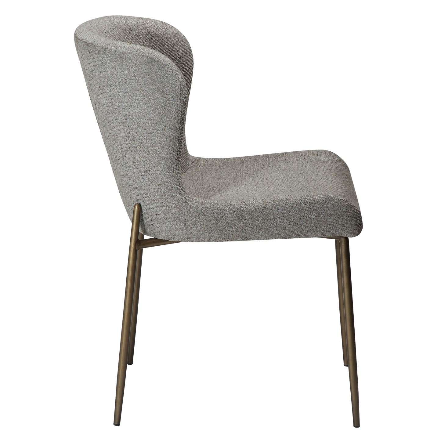 [var:Bezug=kiesel erdfarben Bouclé mit antikem Messingbeinen] GLAM Stuhl