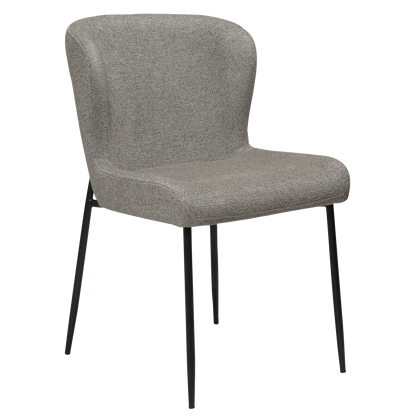 [var:Bezug=Kieselfarbener Bouclé-Stoff mit schwarzen Beinen] GLAM Stuhl