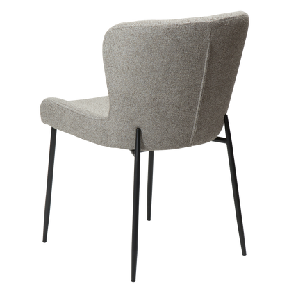 [var:Bezug=Kieselfarbener Bouclé-Stoff mit schwarzen Beinen] GLAM Stuhl