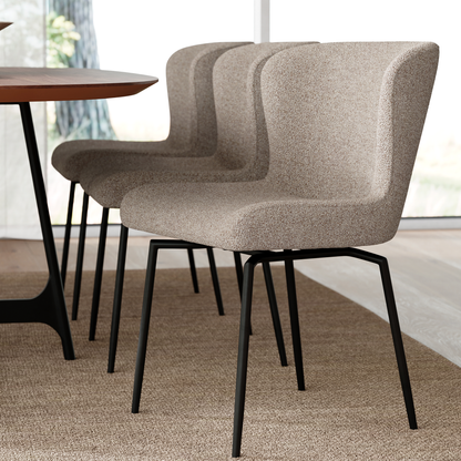 [var:Bezug=Kieselfarbener Bouclé-Stoff mit schwarzen Beinen] GLAM Stuhl