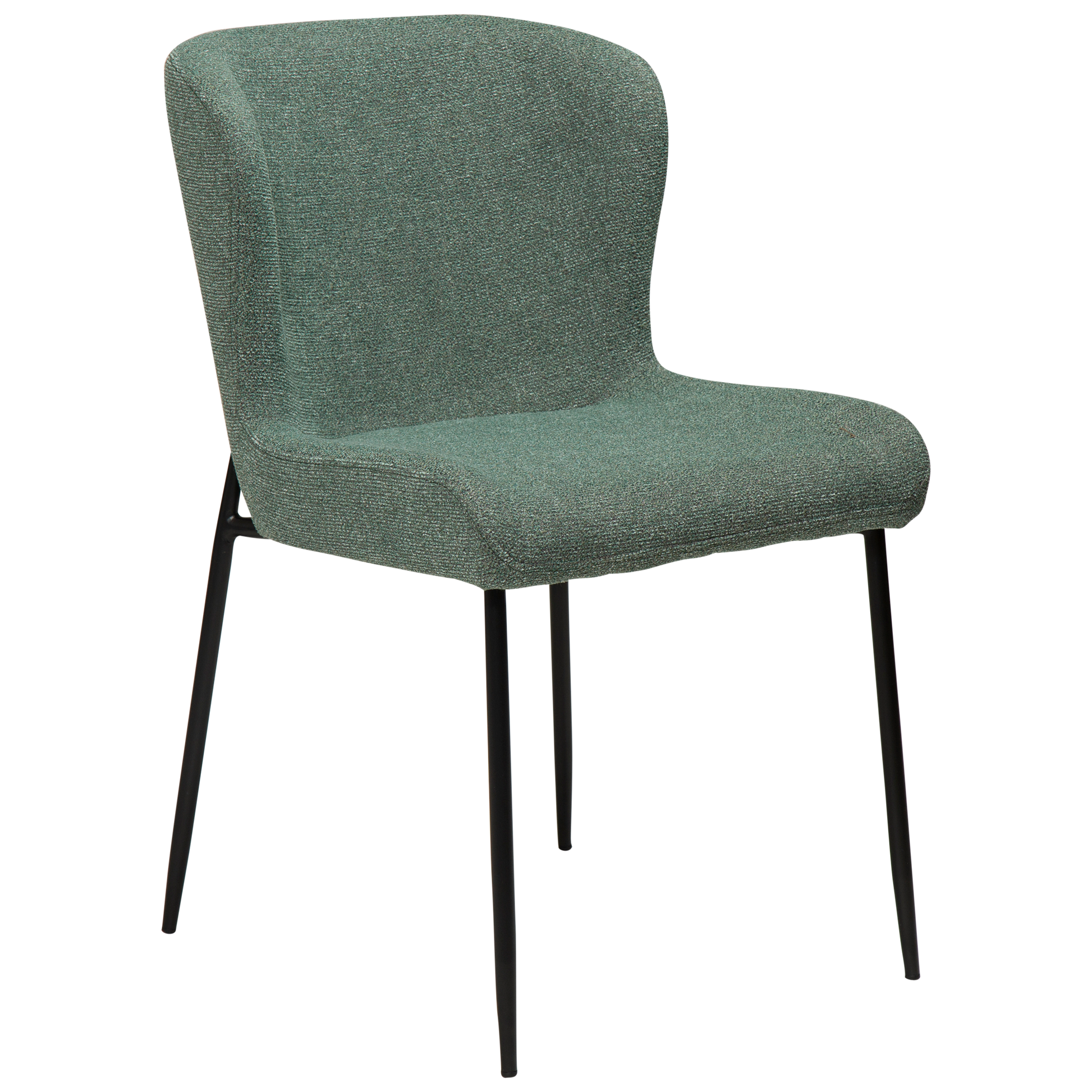 [var:Bezug=Kieselgrüner Bouclé-Stoff mit schwarzen Beinen] GLAM Stuhl