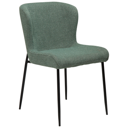 [var:Bezug=Kieselgrüner Bouclé-Stoff mit schwarzen Beinen] GLAM Stuhl