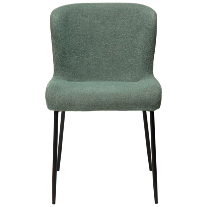 [var:Bezug=Kieselgrüner Bouclé-Stoff mit schwarzen Beinen] GLAM Stuhl