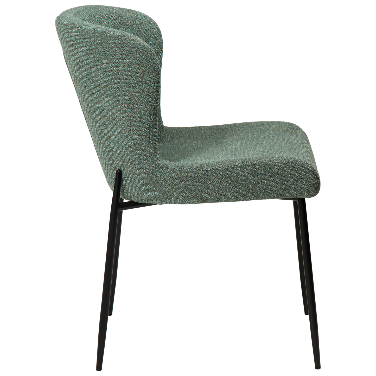 [var:Bezug=Kieselgrüner Bouclé-Stoff mit schwarzen Beinen] GLAM Stuhl