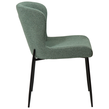 [var:Bezug=Kieselgrüner Bouclé-Stoff mit schwarzen Beinen] GLAM Stuhl