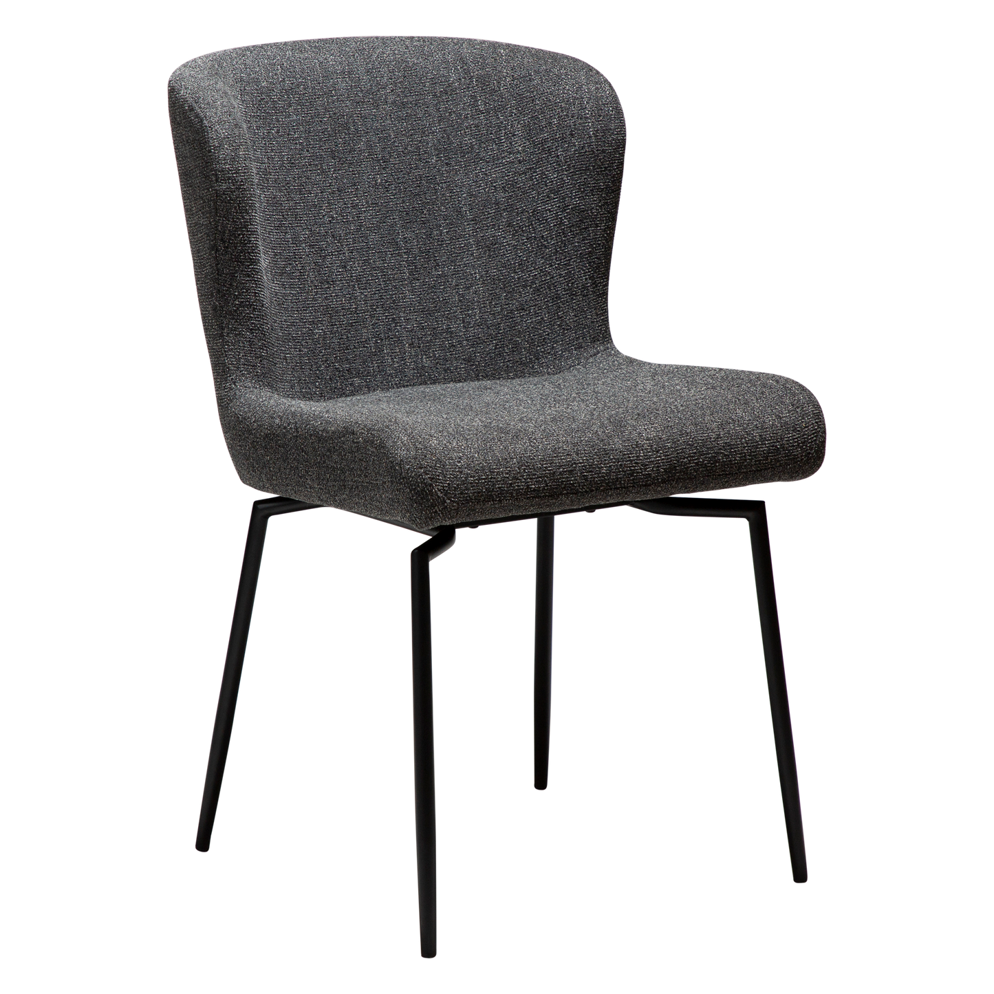 [var:Bezug=Kieselgrauer Bouclé-Stoff mit schwarzen Drehbeinen] GLAM Drehstuhl