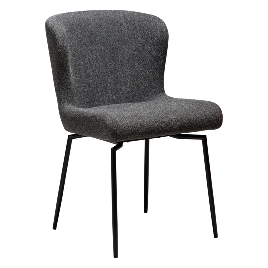 [var:Bezug=Kieselgrauer Bouclé-Stoff mit schwarzen Drehbeinen] GLAM Drehstuhl