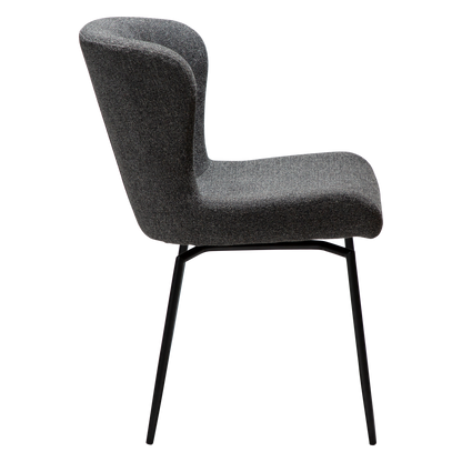 [var:Bezug=Kieselgrauer Bouclé-Stoff mit schwarzen Drehbeinen] GLAM Drehstuhl