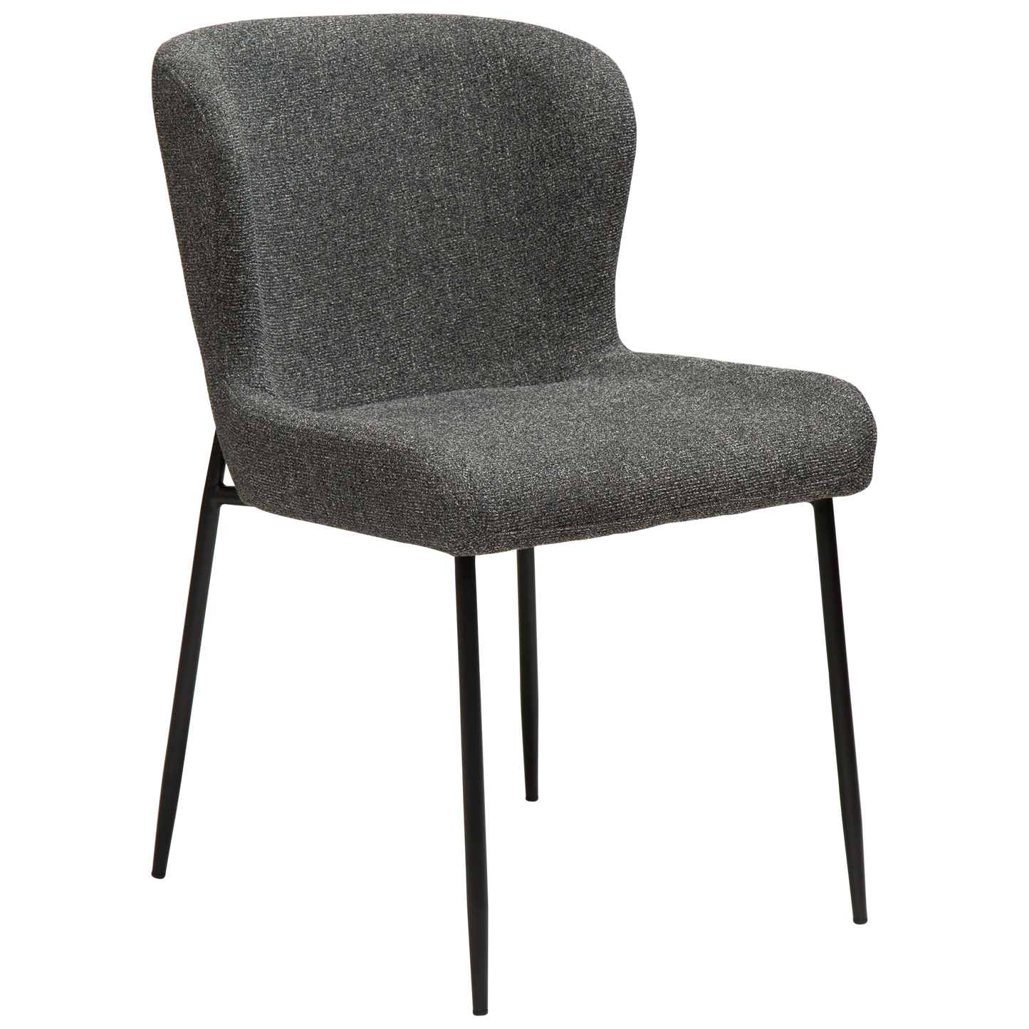 [var:Bezug=Kieselgrauer Bouclé-Stoff mit schwarzen Beinen] GLAM Stuhl