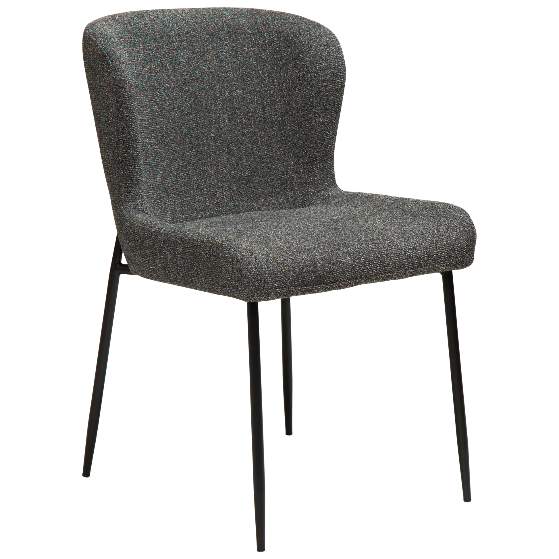 [var:Bezug=Kieselgrauer Bouclé-Stoff mit schwarzen Beinen] GLAM Stuhl