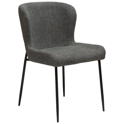 [var:Bezug=Kieselgrauer Bouclé-Stoff mit schwarzen Beinen] GLAM Stuhl