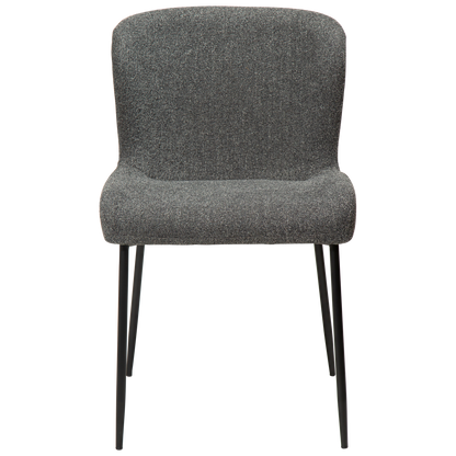 [var:Bezug=Kieselgrauer Bouclé-Stoff mit schwarzen Beinen] GLAM Stuhl