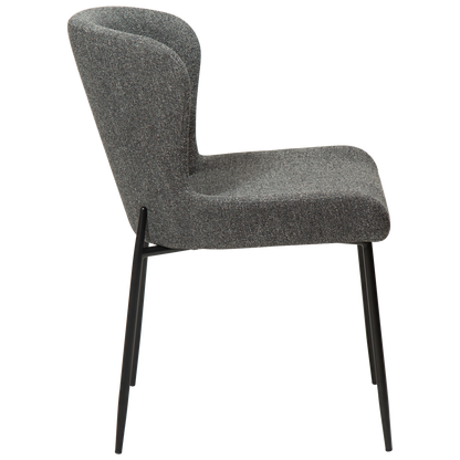 [var:Bezug=Kieselgrauer Bouclé-Stoff mit schwarzen Beinen] GLAM Stuhl