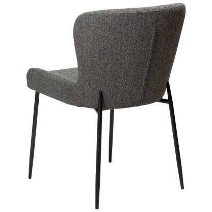 [var:Bezug=Kieselgrauer Bouclé-Stoff mit schwarzen Beinen] GLAM Stuhl