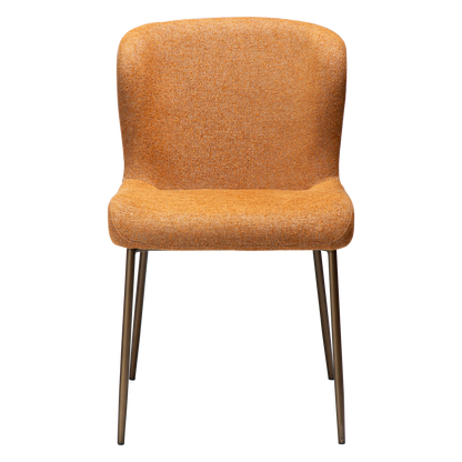 [var:Bezug=Kürbisgewürz Bouclé-Stoff mit antiken Messingbeinen] GLAM Stuhl