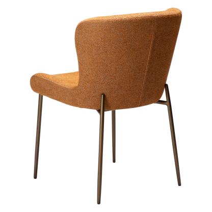 [var:Bezug=Kürbisgewürz Bouclé-Stoff mit antiken Messingbeinen] GLAM Stuhl