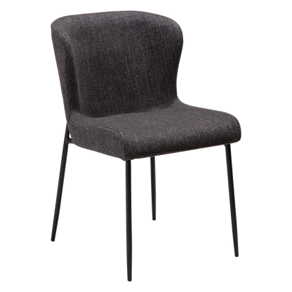 [var:Bezug=Raben schwarzes Bouclé-Gewebe mit schwarzen Beinen] GLAM Stuhl