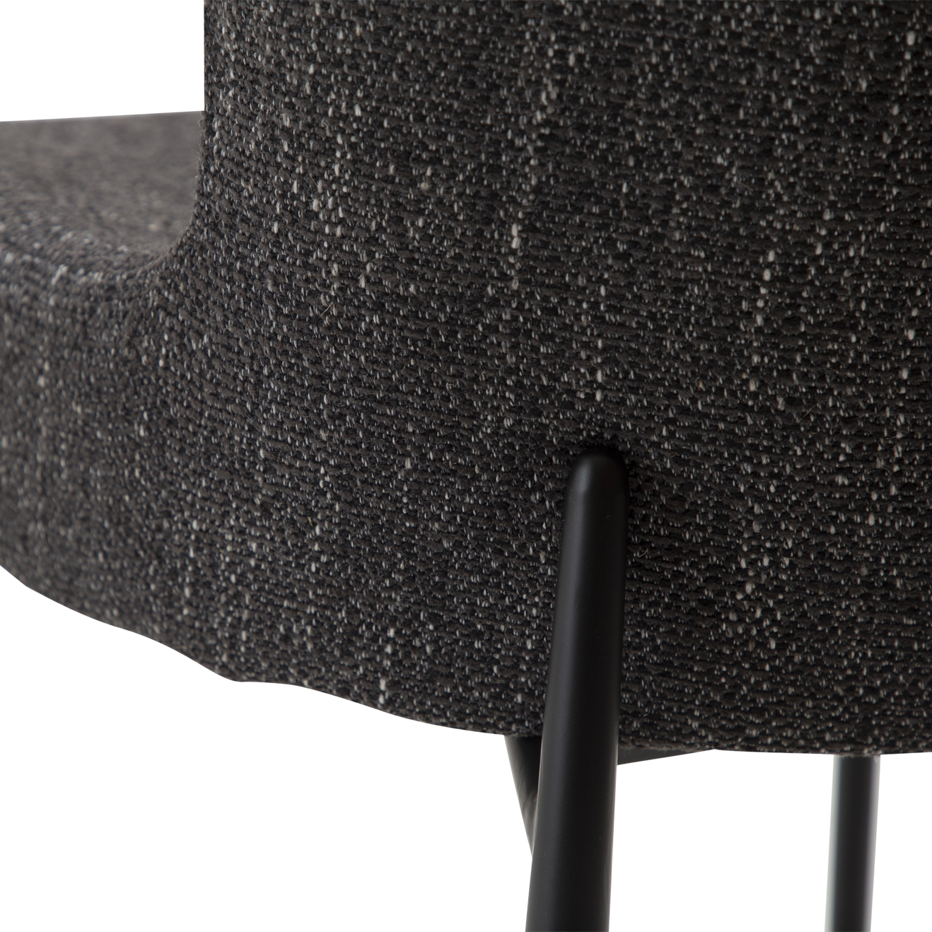 [var:Bezug=Raben schwarzes Bouclé-Gewebe mit schwarzen Beinen] GLAM Stuhl