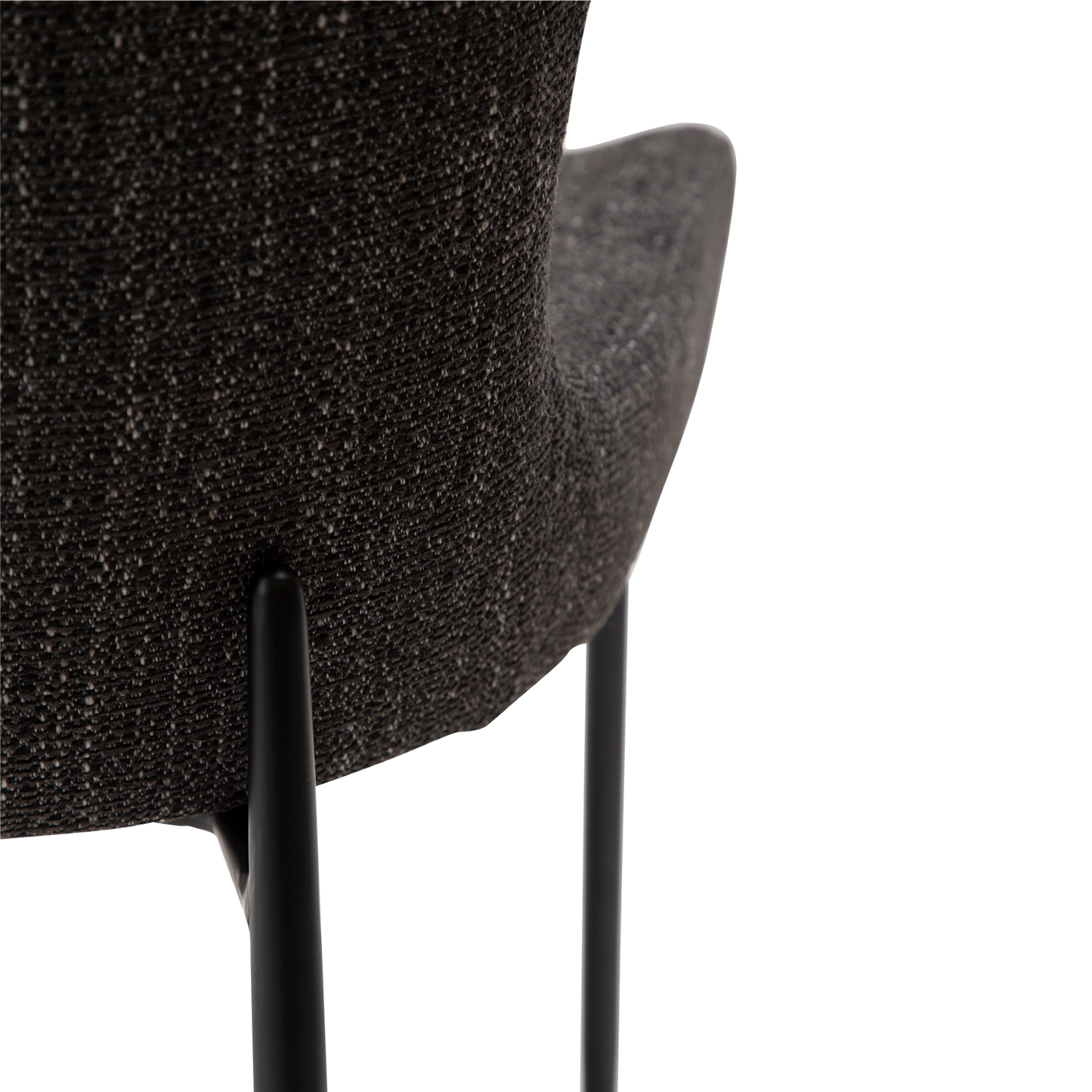 [var:Bezug=Raben schwarzes Bouclé-Gewebe mit schwarzen Beinen] GLAM Stuhl