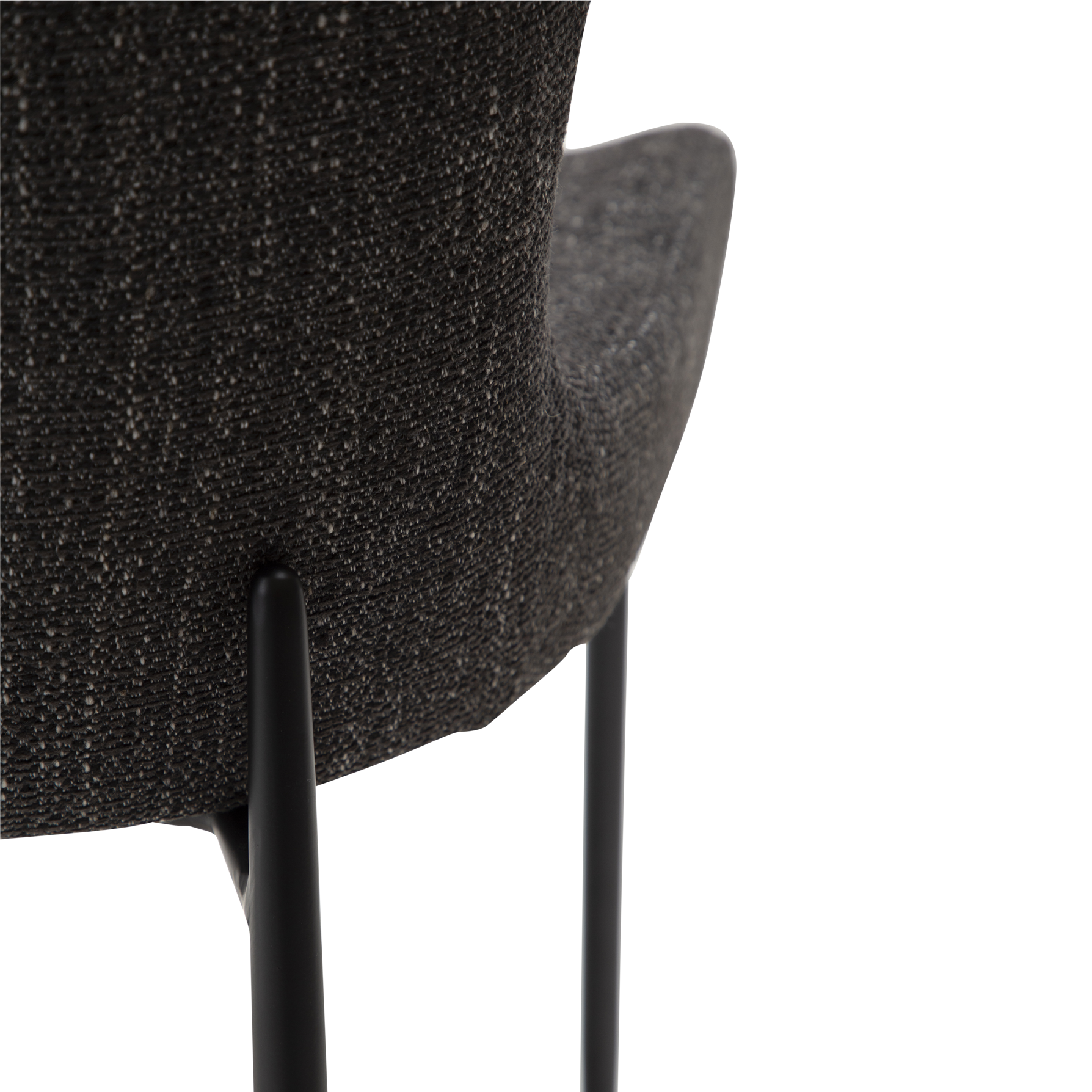 [var:Bezug=Raben schwarzes Bouclé-Gewebe mit schwarzen Beinen] GLAM Stuhl