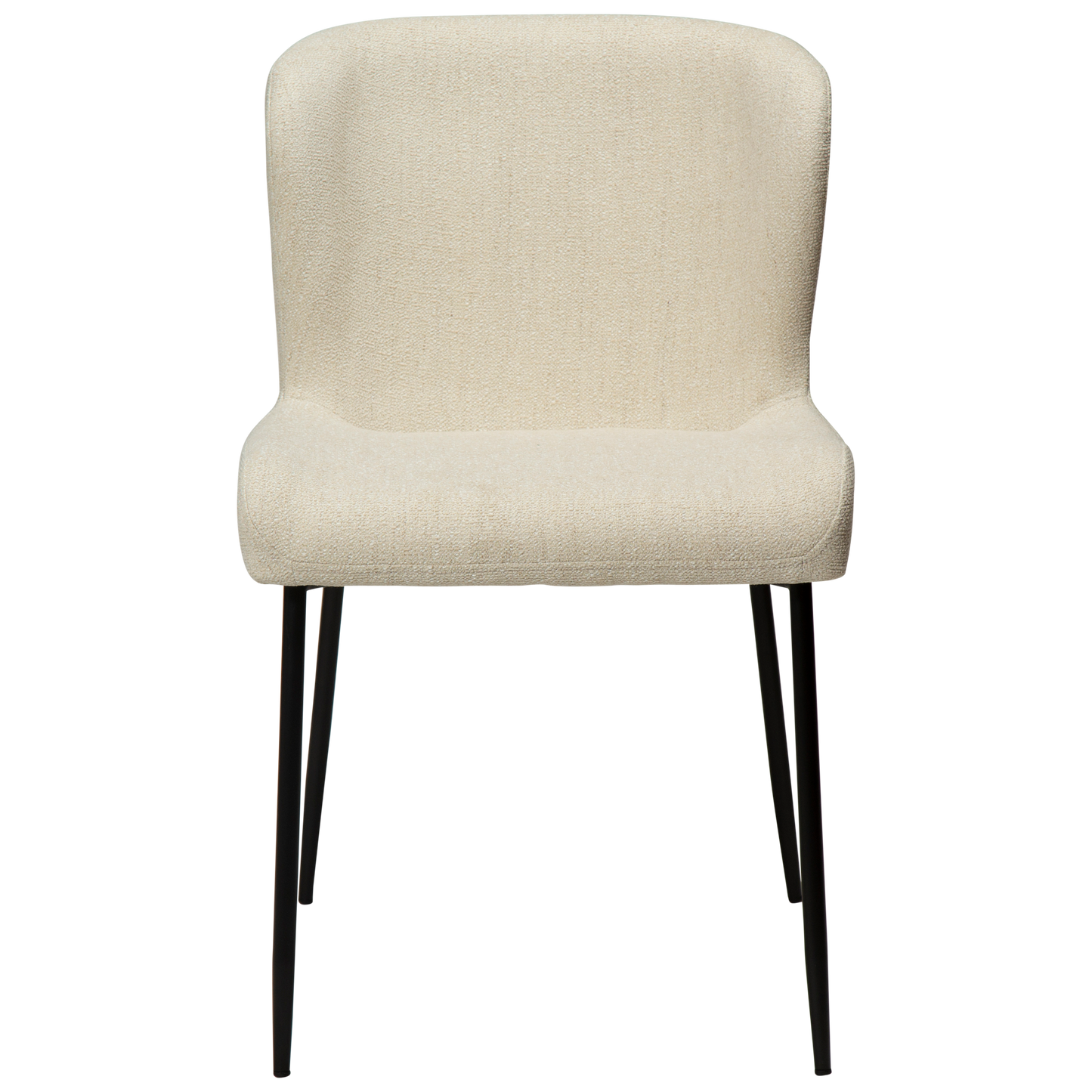 [var:Bezug=Einfach beiger Bouclé-Stoff mit schwarzen Beinen] GLAM Stuhl