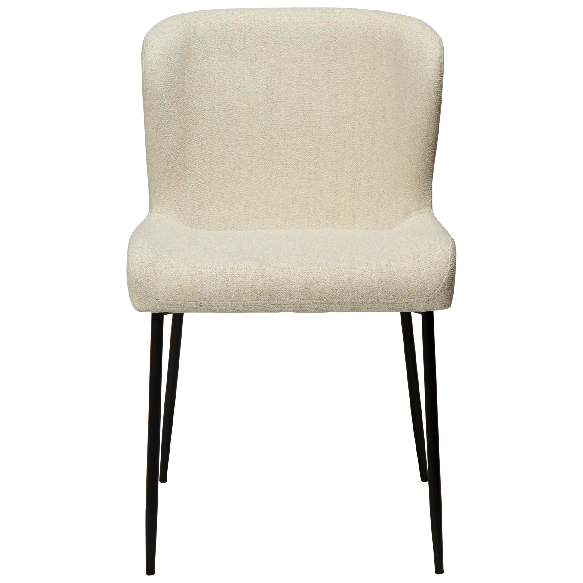 [var:Bezug=Einfach beiger Bouclé-Stoff mit schwarzen Beinen] GLAM Stuhl
