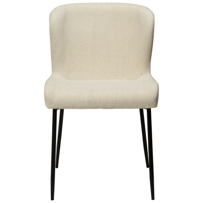 [var:Bezug=Einfach beiger Bouclé-Stoff mit schwarzen Beinen] GLAM Stuhl