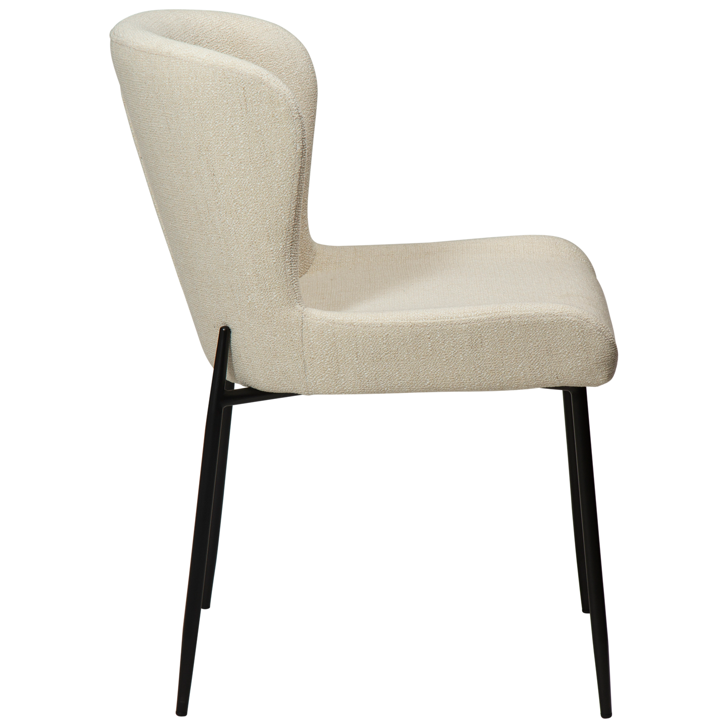 [var:Bezug=Einfach beiger Bouclé-Stoff mit schwarzen Beinen] GLAM Stuhl