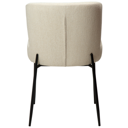 [var:Bezug=Einfach beiger Bouclé-Stoff mit schwarzen Beinen] GLAM Stuhl