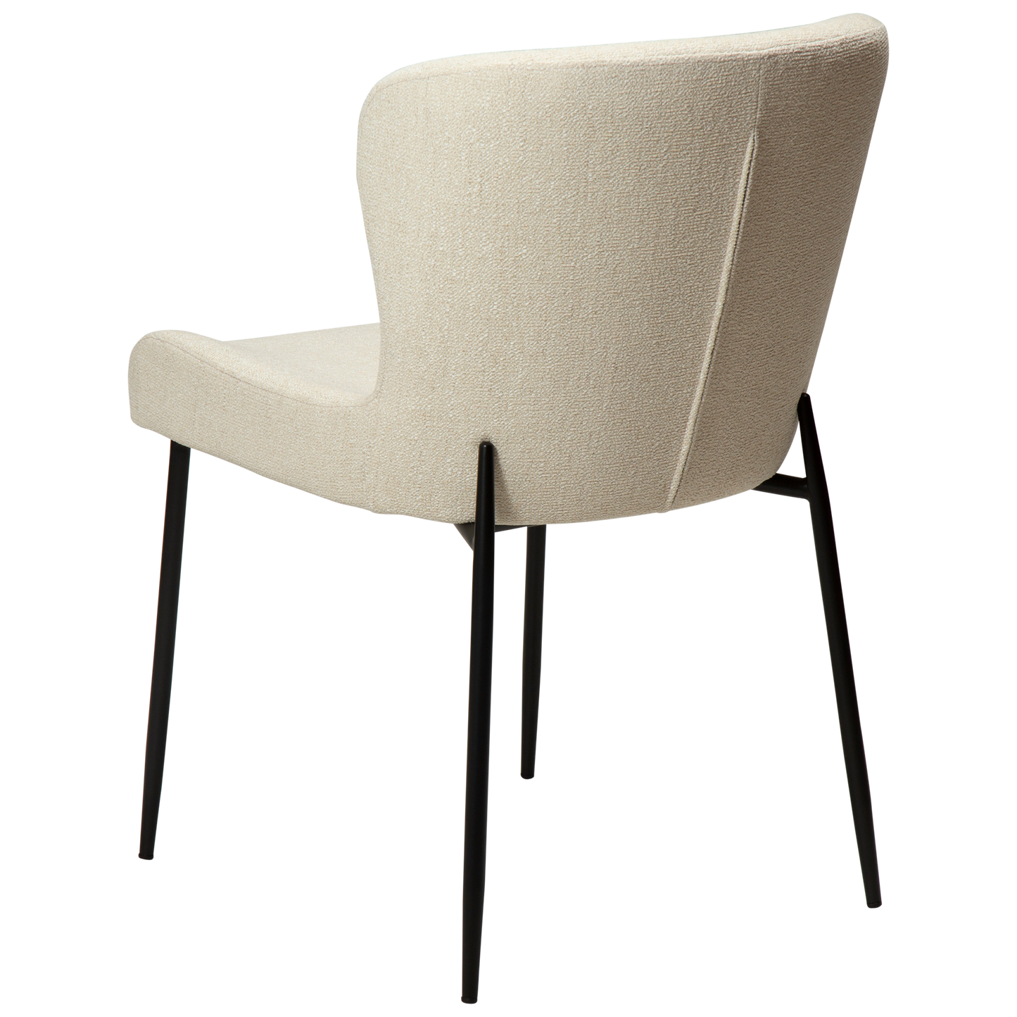 [var:Bezug=Einfach beiger Bouclé-Stoff mit schwarzen Beinen] GLAM Stuhl